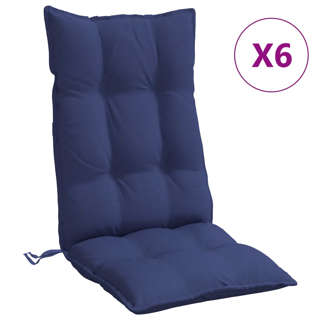 Vidaxl stolputer 6 st High Back Oxford Fabric Marine Blue