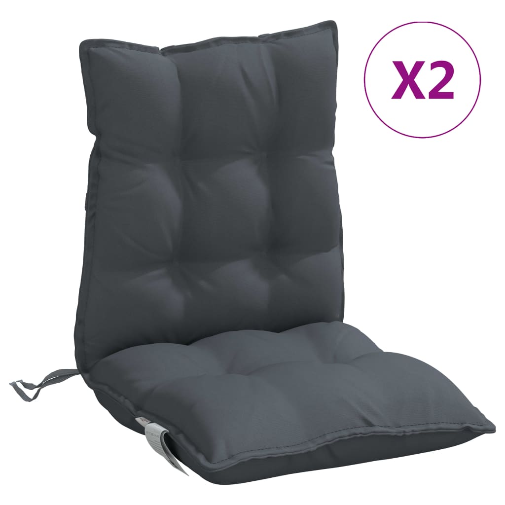 VidaXL coussins de chaise 2 pcs dossier bas tissu oxford anthracite