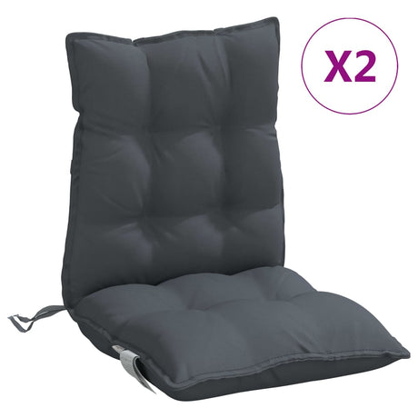 VidaXL coussins de chaise 2 pcs dossier bas tissu oxford anthracite