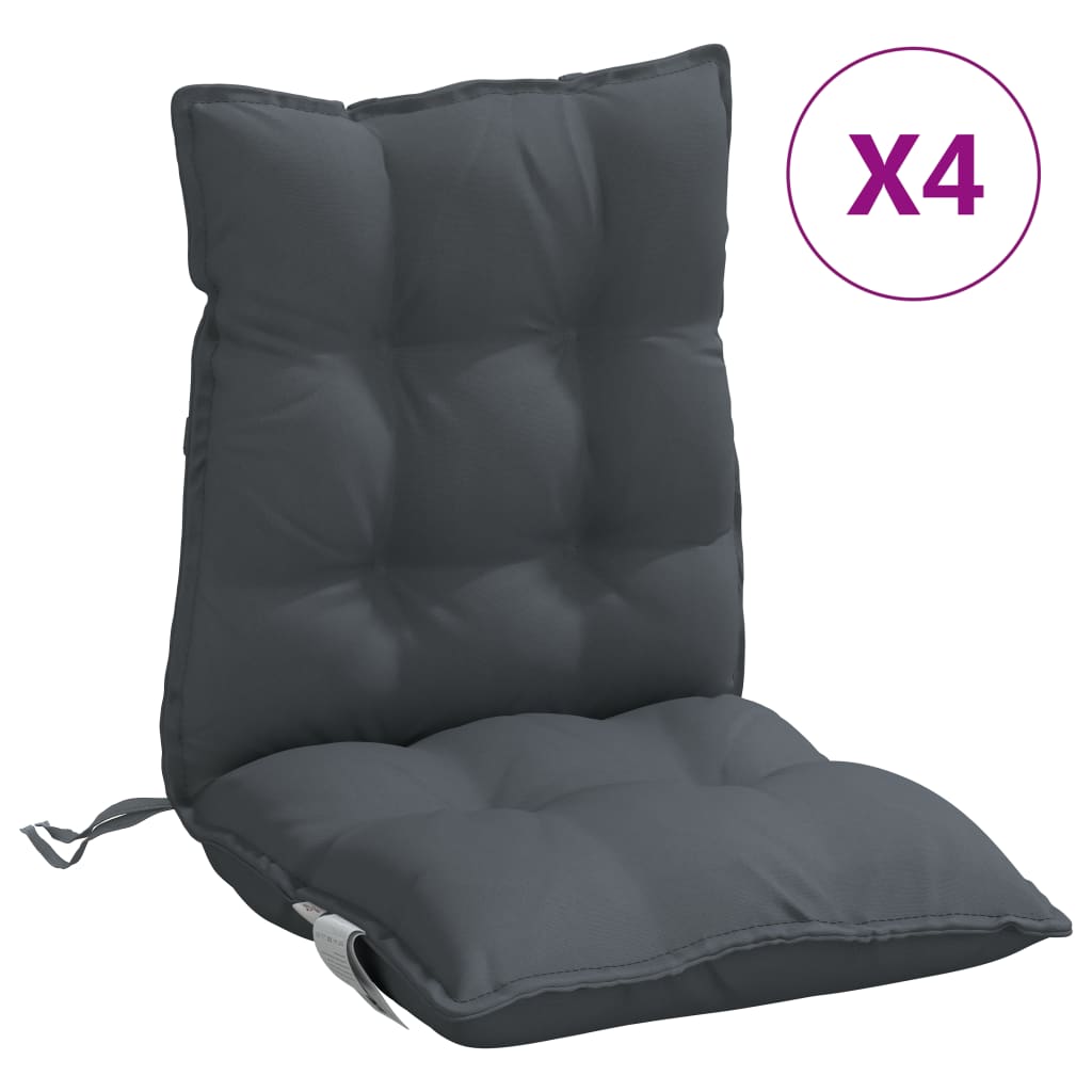 VidaXL coussins de chaise 4 pcs dossier bas tissu oxford anthracite