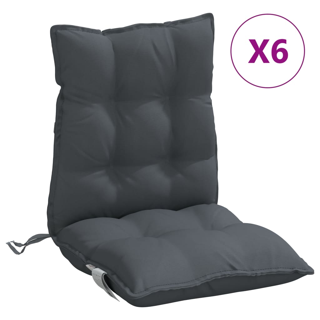 VidaXL coussins de chaise 6 pcs dossier bas tissu oxford anthracite