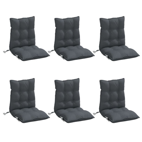 VidaXL coussins de chaise 6 pcs dossier bas tissu oxford anthracite