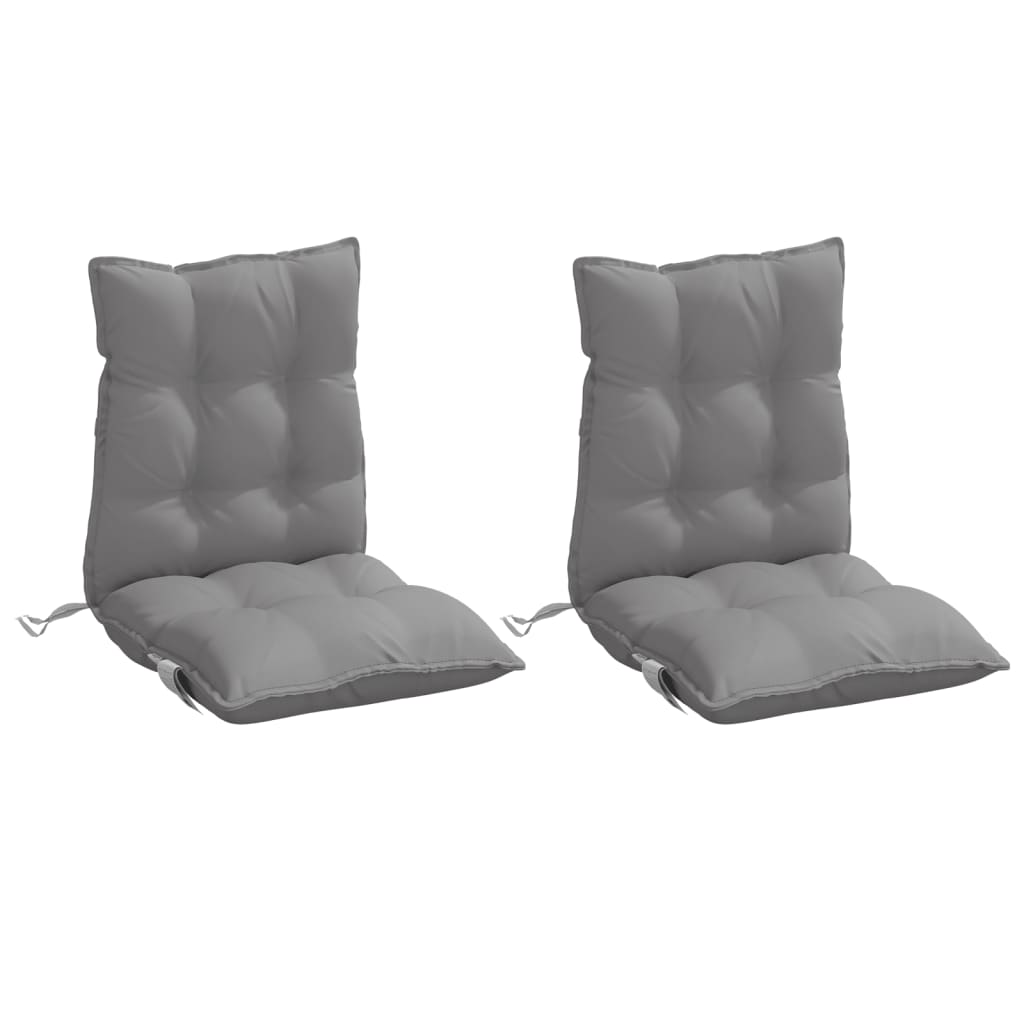 VidaXL coussins de chaise 2 pcs dossier bas tissu oxford gris