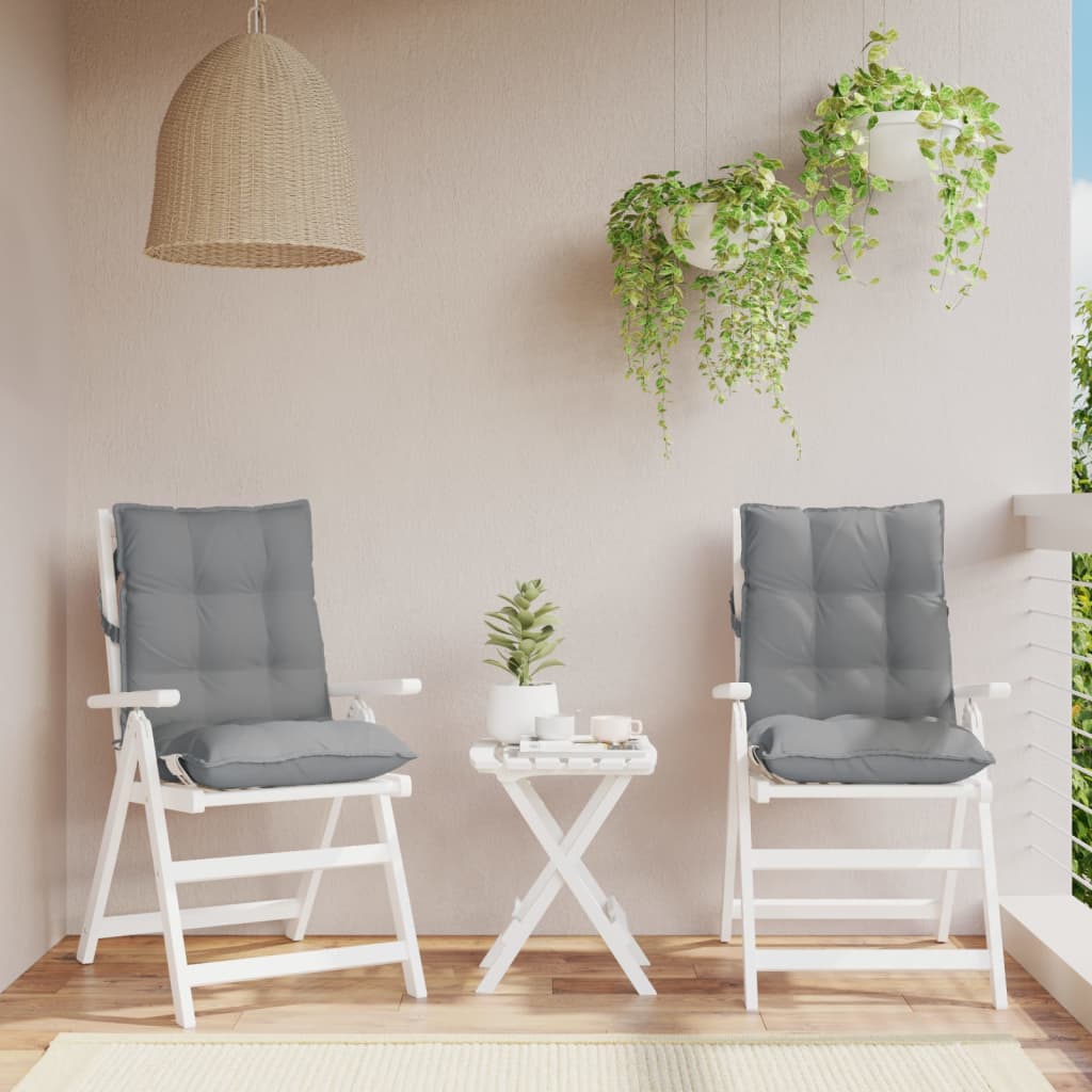 VidaXL coussins de chaise 2 pcs dossier bas tissu oxford gris