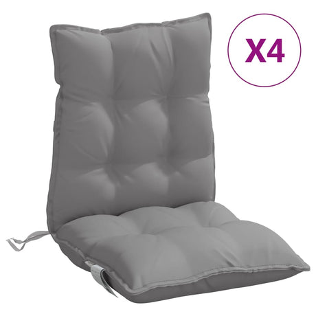 VidaXL coussins de chaise 4 pcs dossier bas tissu oxford gris