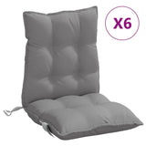 VidaXL coussins de chaise 6 pcs dossier bas tissu oxford gris