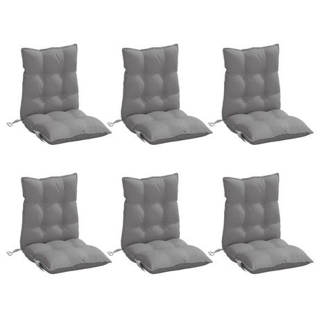 VidaXL coussins de chaise 6 pcs dossier bas tissu oxford gris
