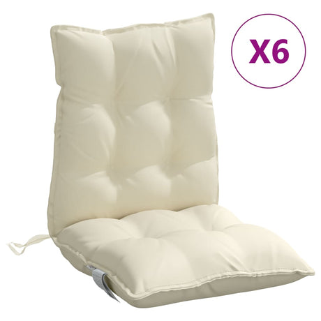 VidaXL coussins de chaise 6 pcs dossier bas tissu oxford couleur crème