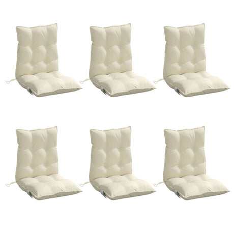VidaXL coussins de chaise 6 pcs dossier bas tissu oxford couleur crème