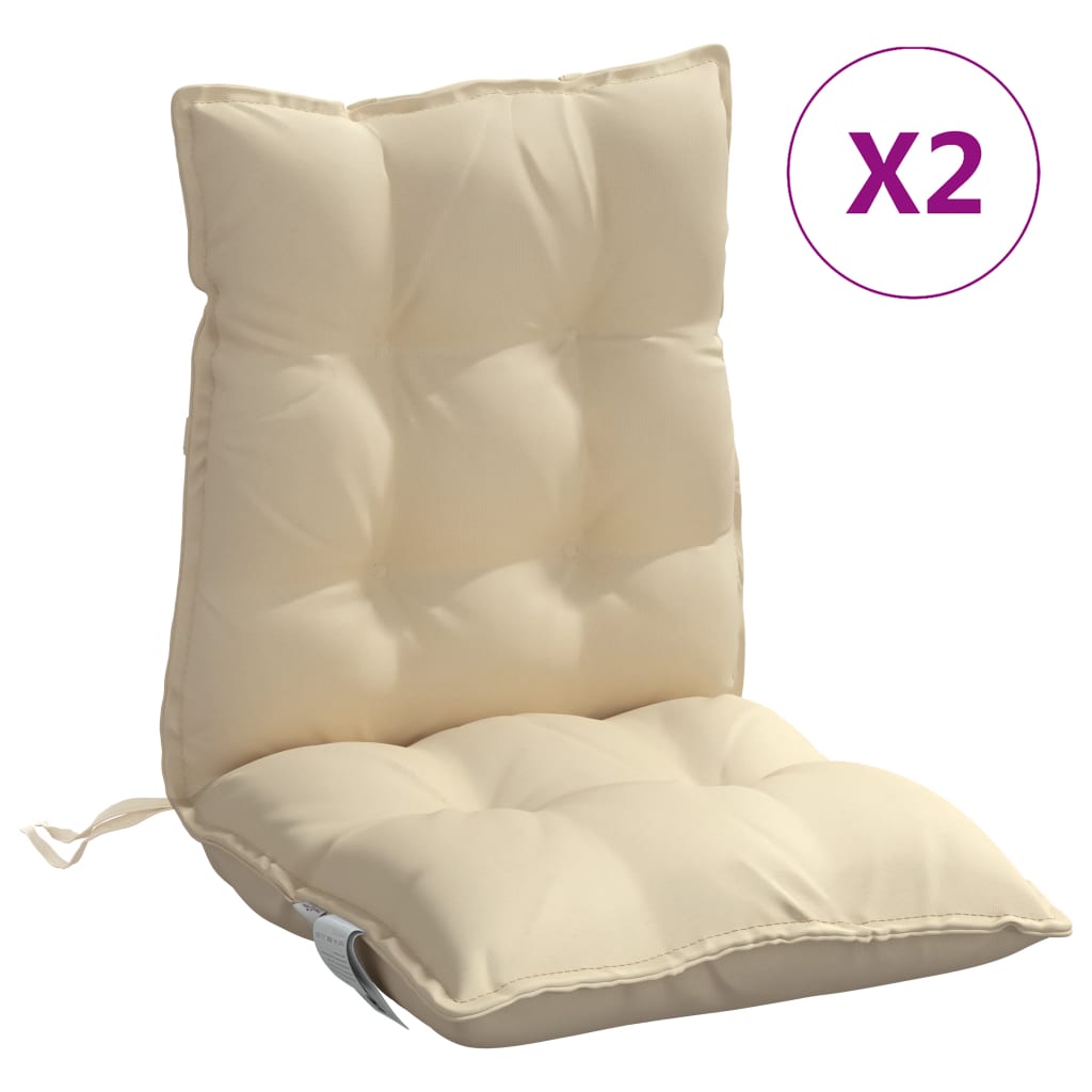 VidaXL coussins de chaise 2 pcs dossier bas tissu oxford beige