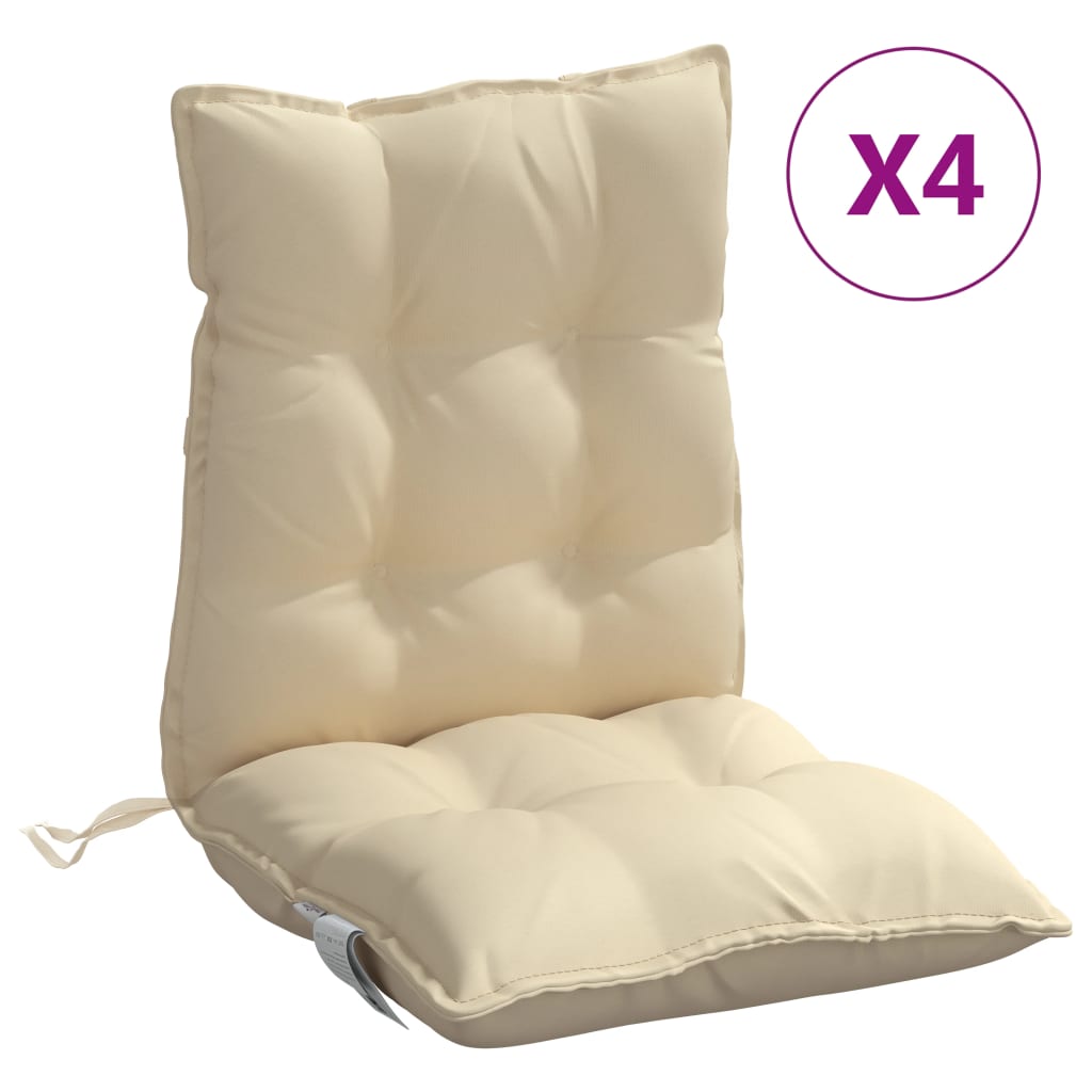 VidaXL coussins de chaise 4 pcs dossier bas tissu oxford beige