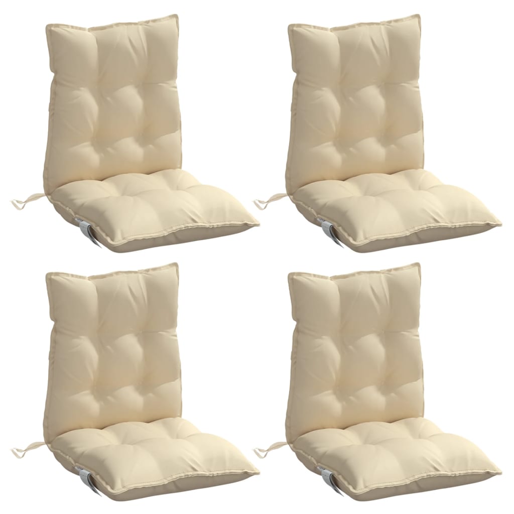 Cojines de silla de Vidaxl 4 pcs beige de tela de oxford baja en la espalda