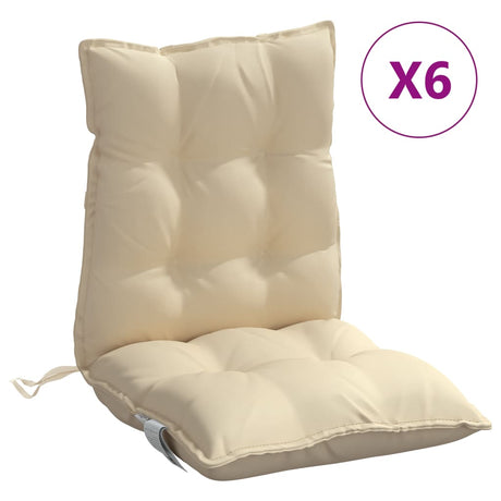 VidaXL coussins de chaise 6 pcs dossier bas tissu oxford beige