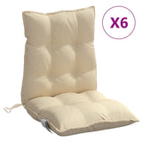 Cojines de silla de Vidaxl 6 pcs beige de tela de oxford baja en la espalda