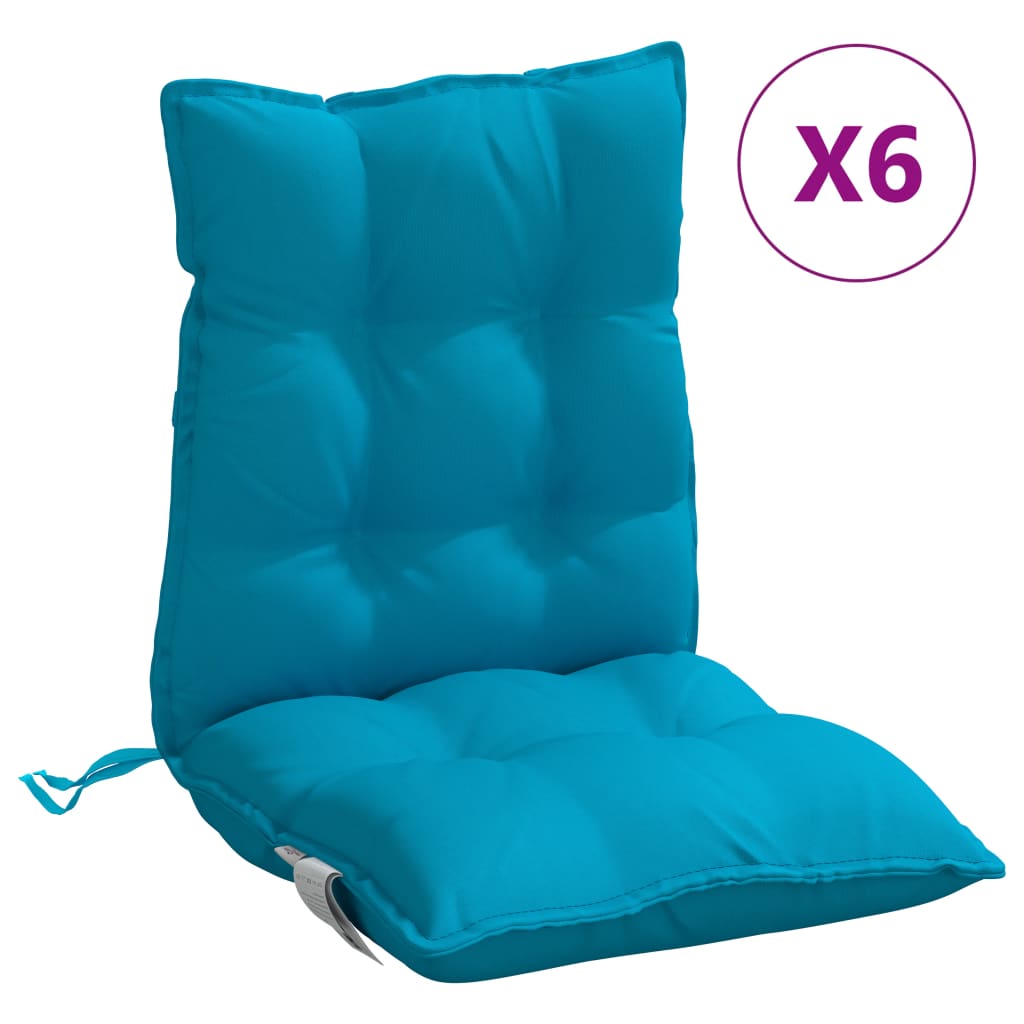 VidaXL coussins de chaise 6 pcs dossier bas tissu oxford bleu clair