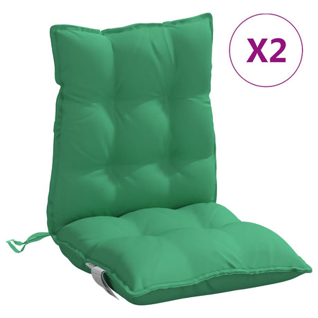 VidaXL coussins de chaise 2 pcs dossier bas tissu oxford vert