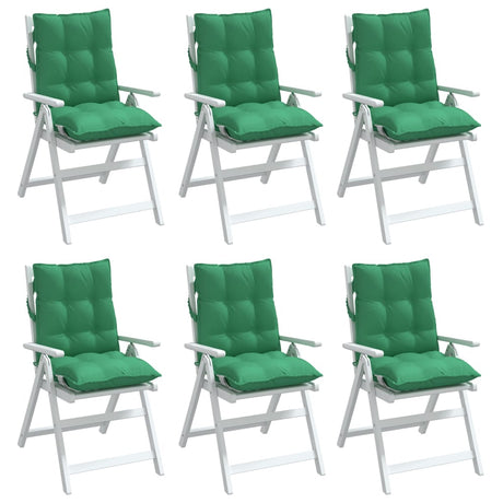 VidaXL coussins de chaise 6 pcs dossier bas tissu oxford vert