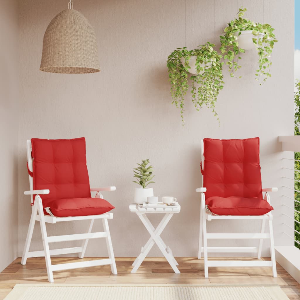 VidaXL coussins de chaise 2 pcs dossier bas tissu oxford rouge