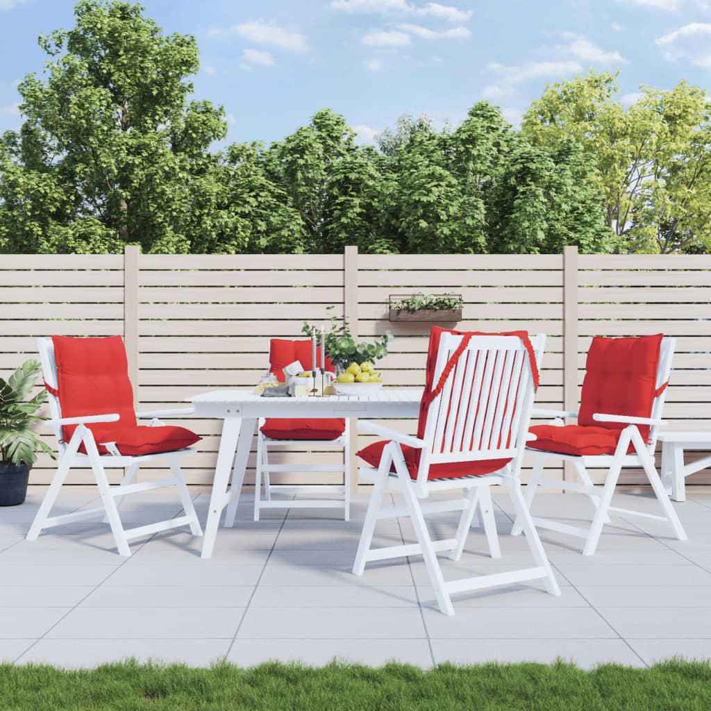 VidaXL coussins de chaise 4 pcs dossier bas tissu oxford rouge