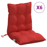 VidaXL coussins de chaise 6 pcs dossier bas tissu oxford rouge