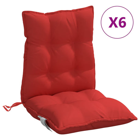 VidaXL coussins de chaise 6 pcs dossier bas tissu oxford rouge