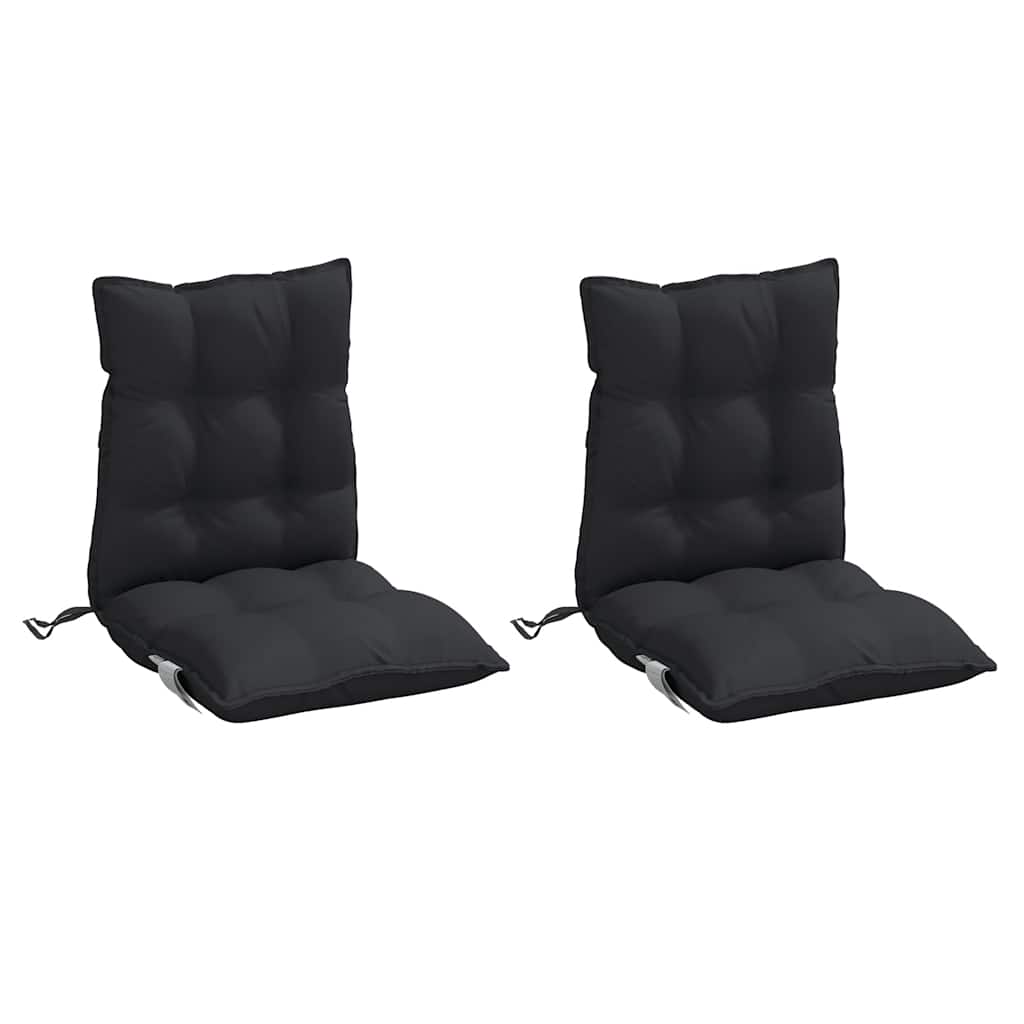VidaXL coussins de chaise 2 pcs dossier bas tissu oxford noir