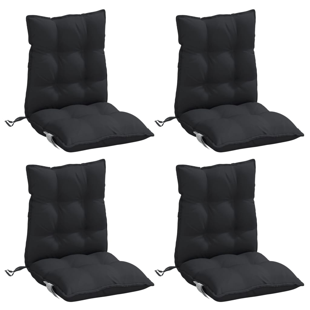 VidaXL coussins de chaise 4 pcs dossier bas tissu oxford noir