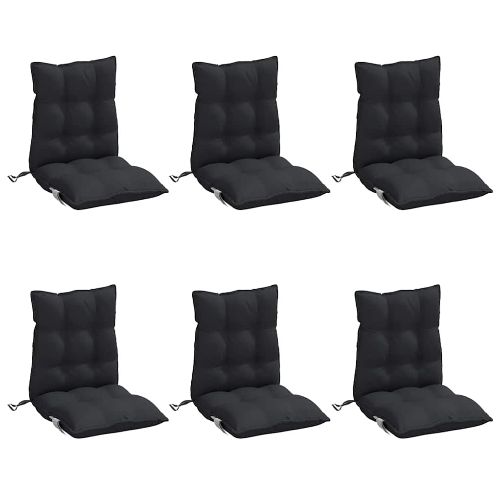 VidaXL coussins de chaise 6 pcs dossier bas tissu oxford noir