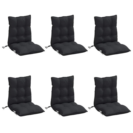 VidaXL coussins de chaise 6 pcs dossier bas tissu oxford noir