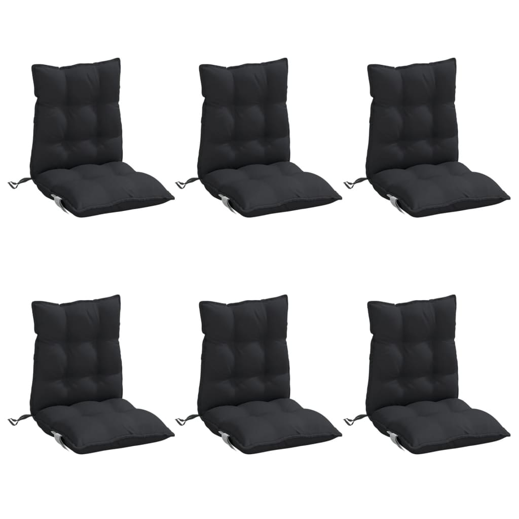 Coussins de chaise vidaxl 6 pcs bas dos oxford tissu noir