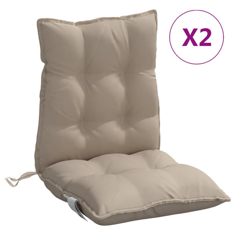 VidaXL coussins de chaise 2 pcs dossier bas tissu oxford taupe