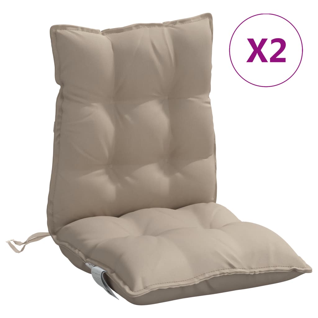 VidaXL coussins de chaise 2 pcs dossier bas tissu oxford taupe