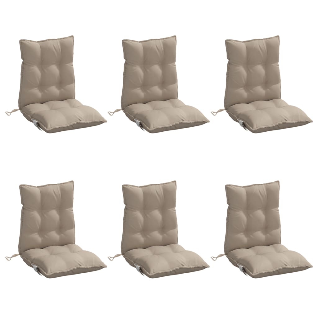 VidaXL coussins de chaise 6 pcs dossier bas tissu oxford taupe