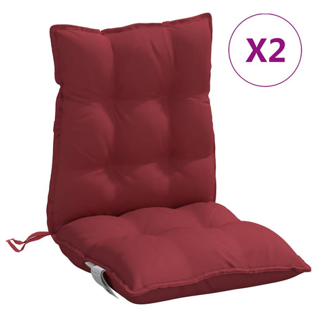 VidaXL coussins de chaise 2 pcs dossier bas tissu oxford rouge vin