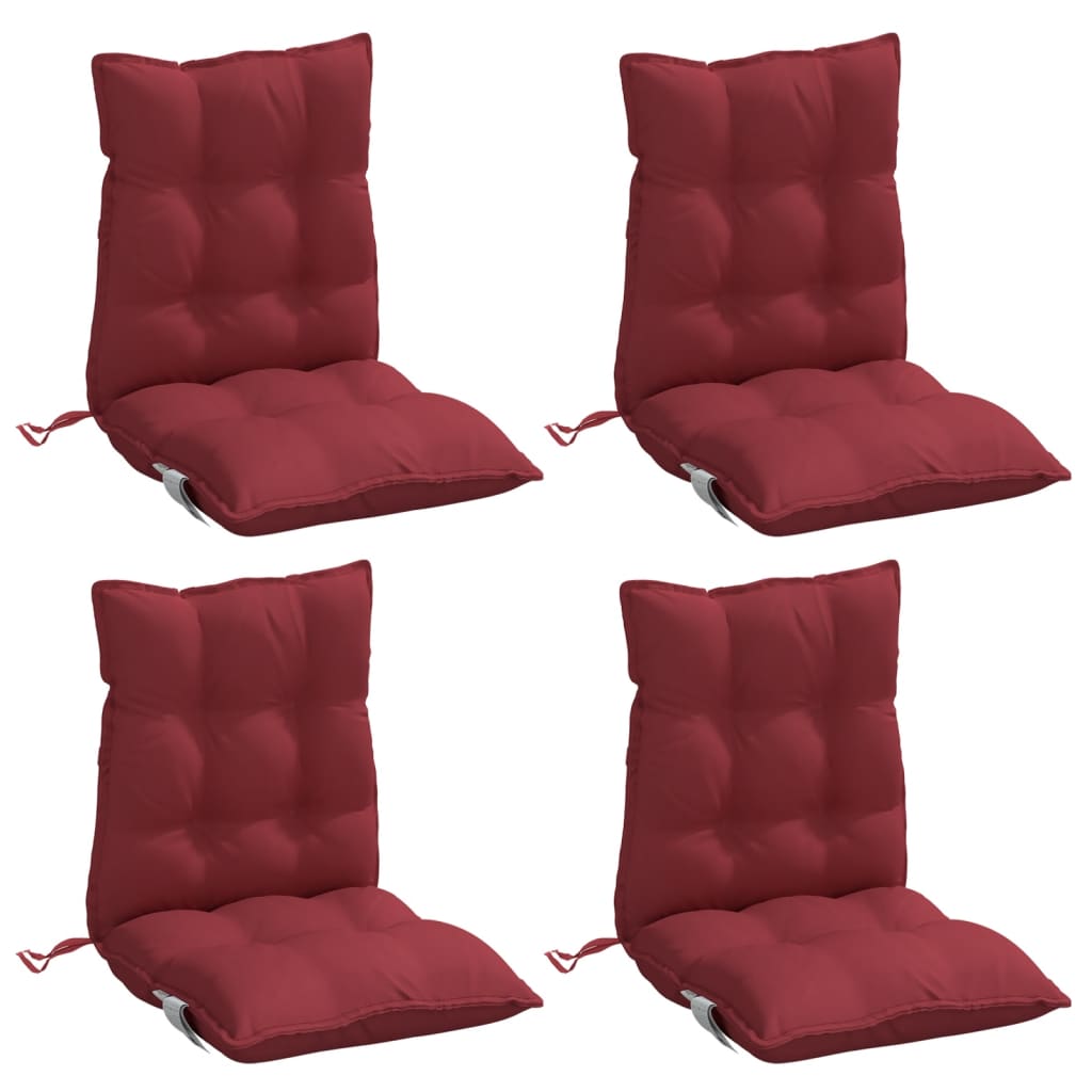 VidaXL coussins de chaise 4 pcs dossier bas tissu oxford rouge vin