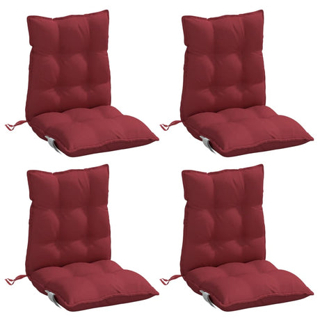 VidaXL coussins de chaise 4 pcs dossier bas tissu oxford rouge vin