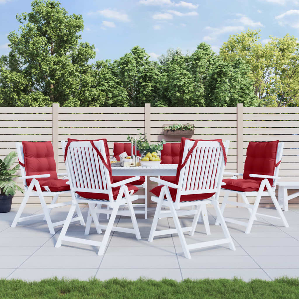 VidaXL coussins de chaise 6 pcs dossier bas tissu oxford rouge vin
