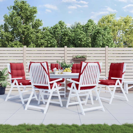 VidaXL coussins de chaise 6 pcs dossier bas tissu oxford rouge vin