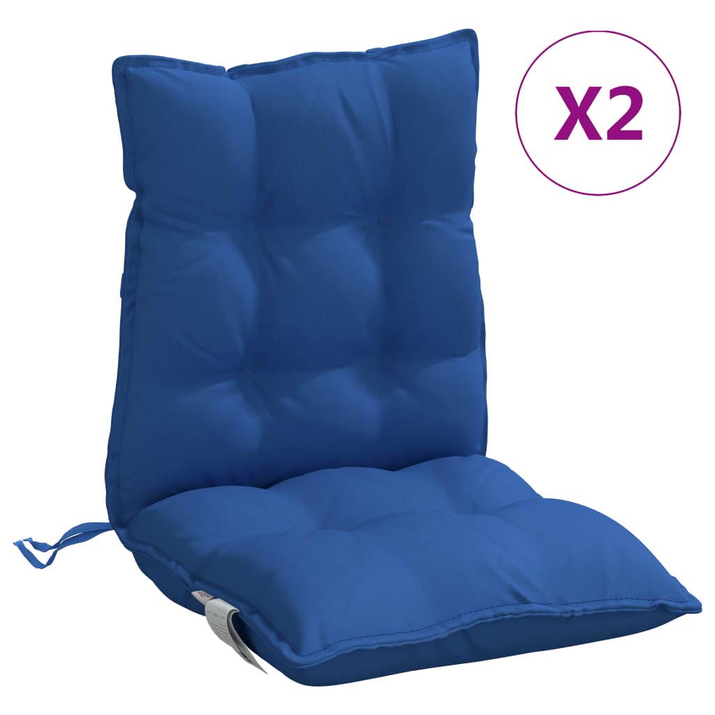 VidaXL coussins de chaise 2 pcs dossier bas tissu oxford bleu royal
