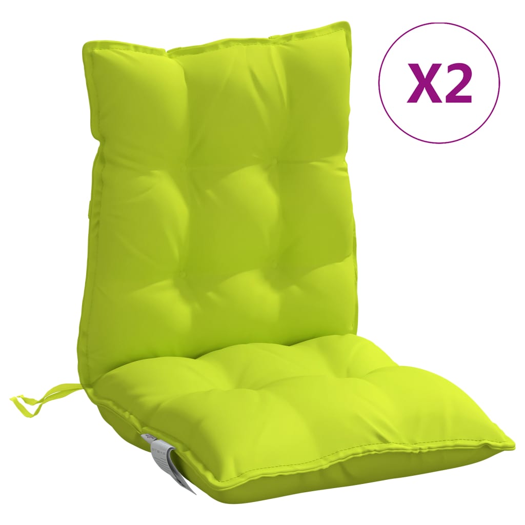 VidaXL coussins de chaise 2 pcs dossier bas tissu oxford vert vif