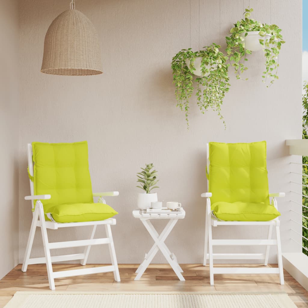 VidaXL coussins de chaise 2 pcs dossier bas tissu oxford vert vif