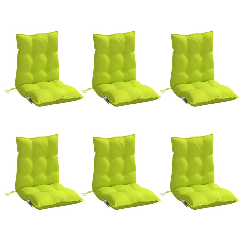 VidaXL coussins de chaise 6 pcs dossier bas tissu oxford vert vif