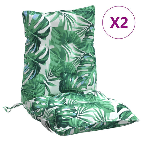 VidaXL coussins de chaise 2 pièces tissu oxford à motif de feuilles à dossier bas