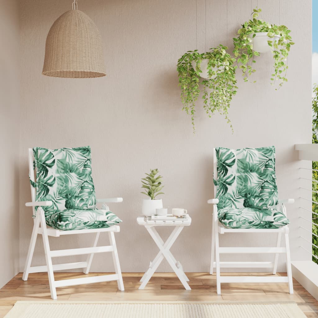 VidaXL coussins de chaise 2 pièces tissu oxford à motif de feuilles à dossier bas