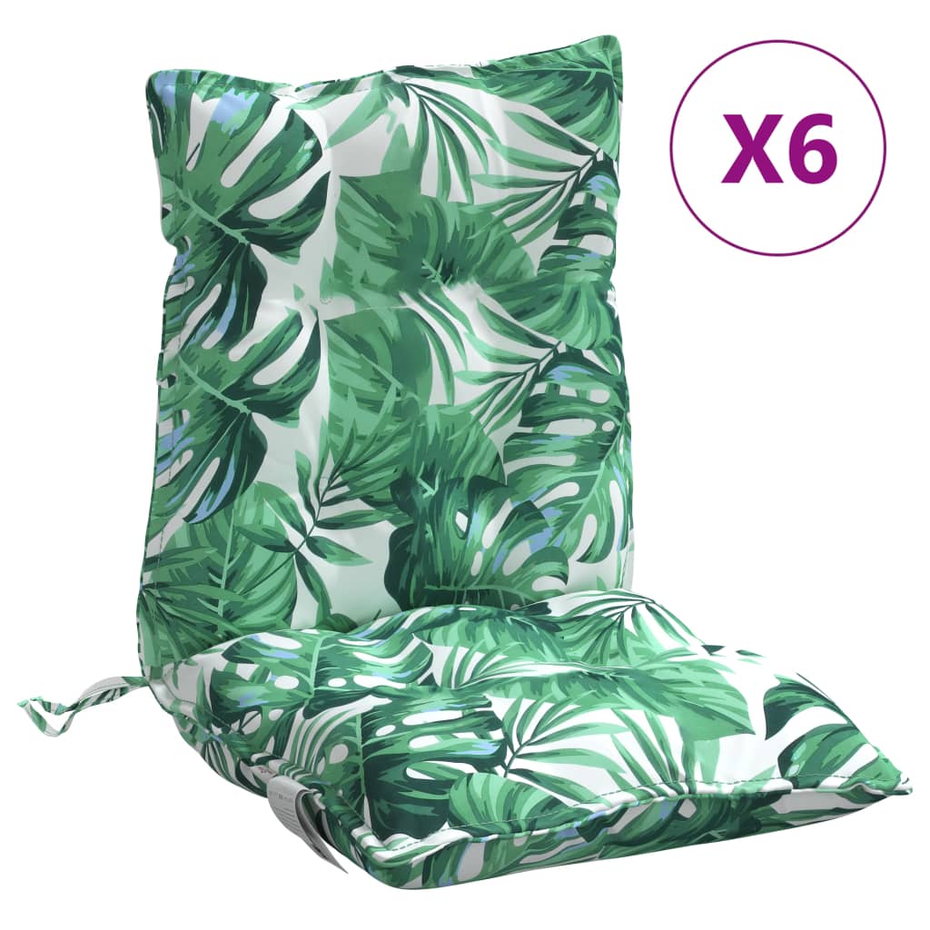 VidaXL coussins de chaise 6 pièces tissu oxford à motif de feuilles à dossier bas