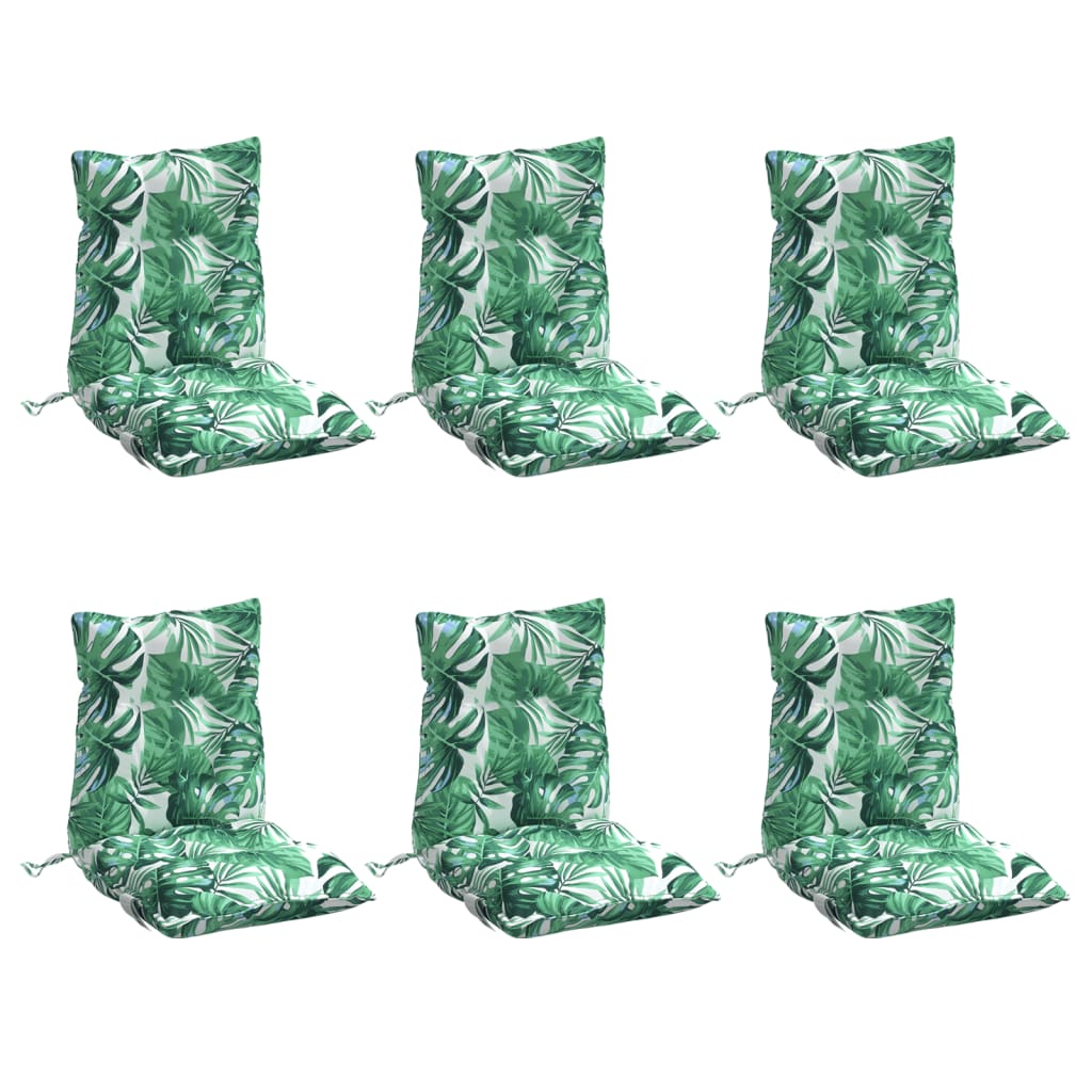 VidaXL coussins de chaise 6 pièces tissu oxford à motif de feuilles à dossier bas