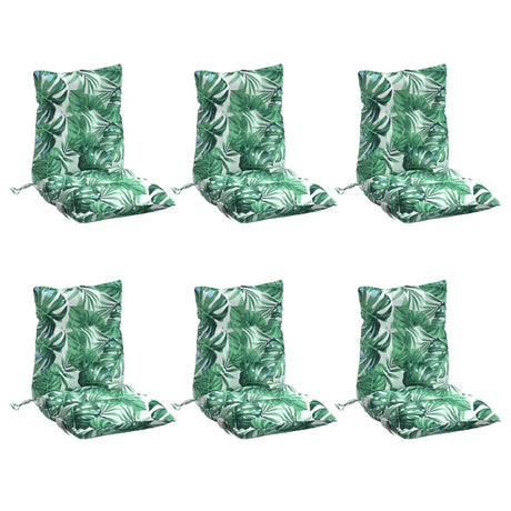 VidaXL coussins de chaise 6 pièces tissu oxford à motif de feuilles à dossier bas