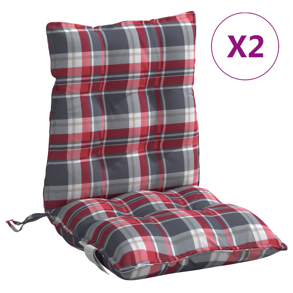 VidaXL coussins de chaise 2 pcs dossier bas motif losange tissu oxford rouge