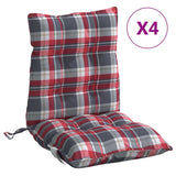 VidaXL coussins de chaise 4 pièces dossier bas motif losange tissu oxford rouge