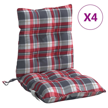 VidaXL coussins de chaise 4 pièces dossier bas motif losange tissu oxford rouge